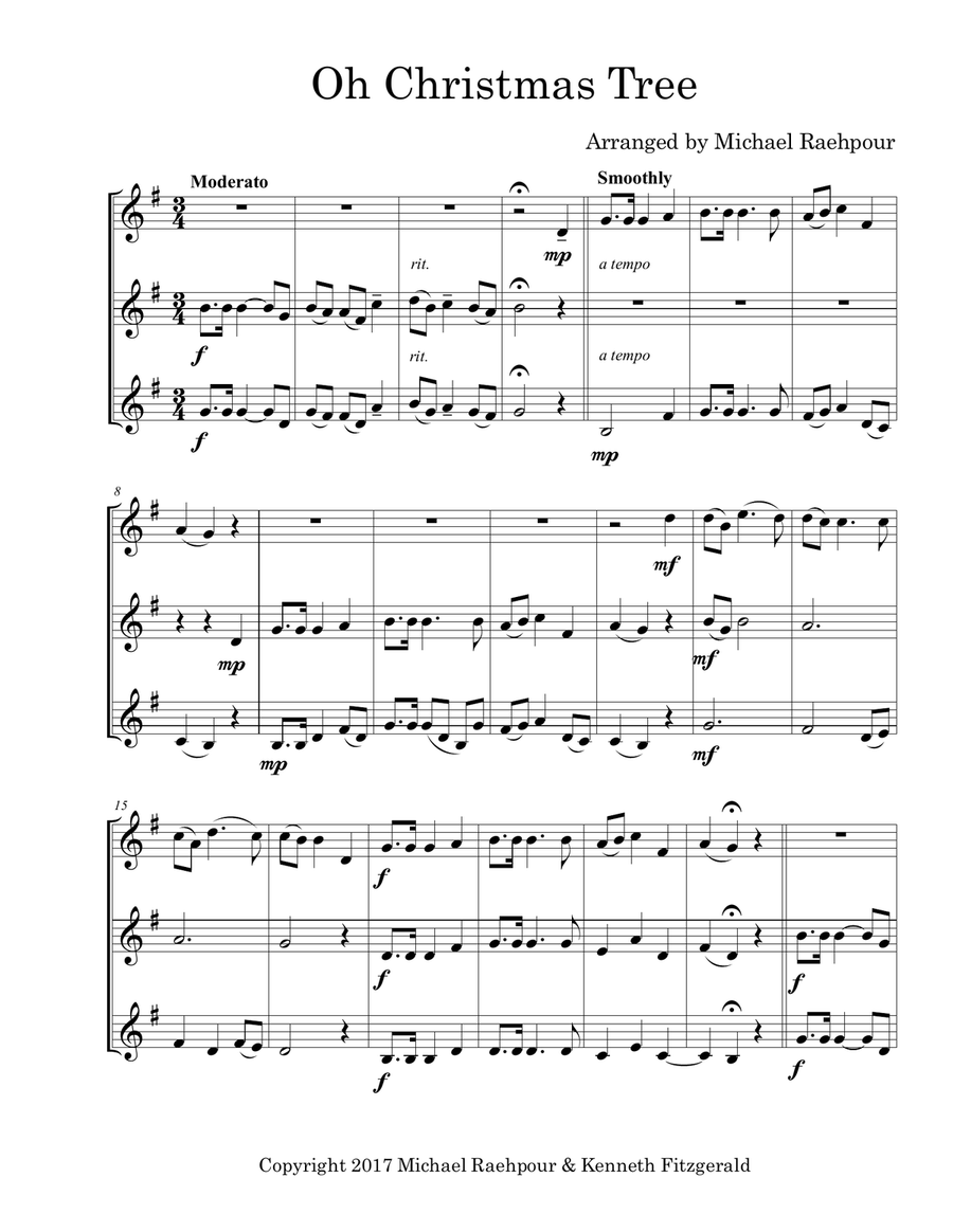 Oh Christmas Tree - Trumpet Trio Trumpet Trio scores gallery preview page 1