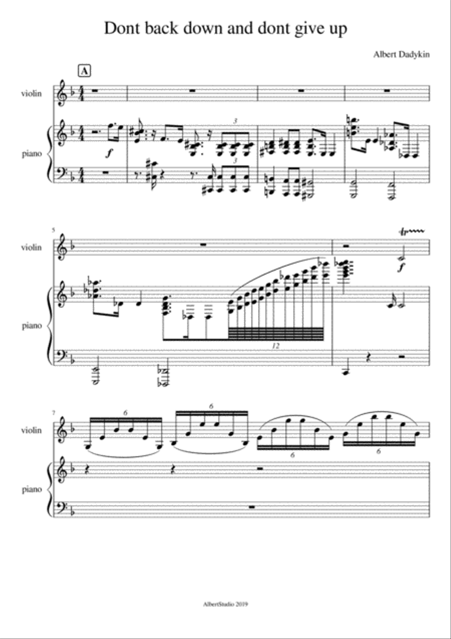 Dont back down and dont give up Violin Solo scores gallery preview page 1