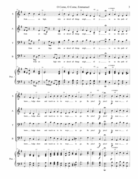 O Come O Come Immanuel -SATB with piano accompaniment image number null