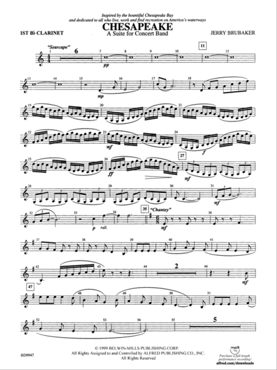 Chesapeake: 1st B-flat Clarinet Concert Band scores gallery preview page 1
