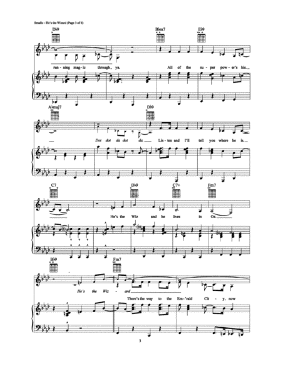 He's the Wizard Piano, Vocal, Guitar scores gallery preview page 3