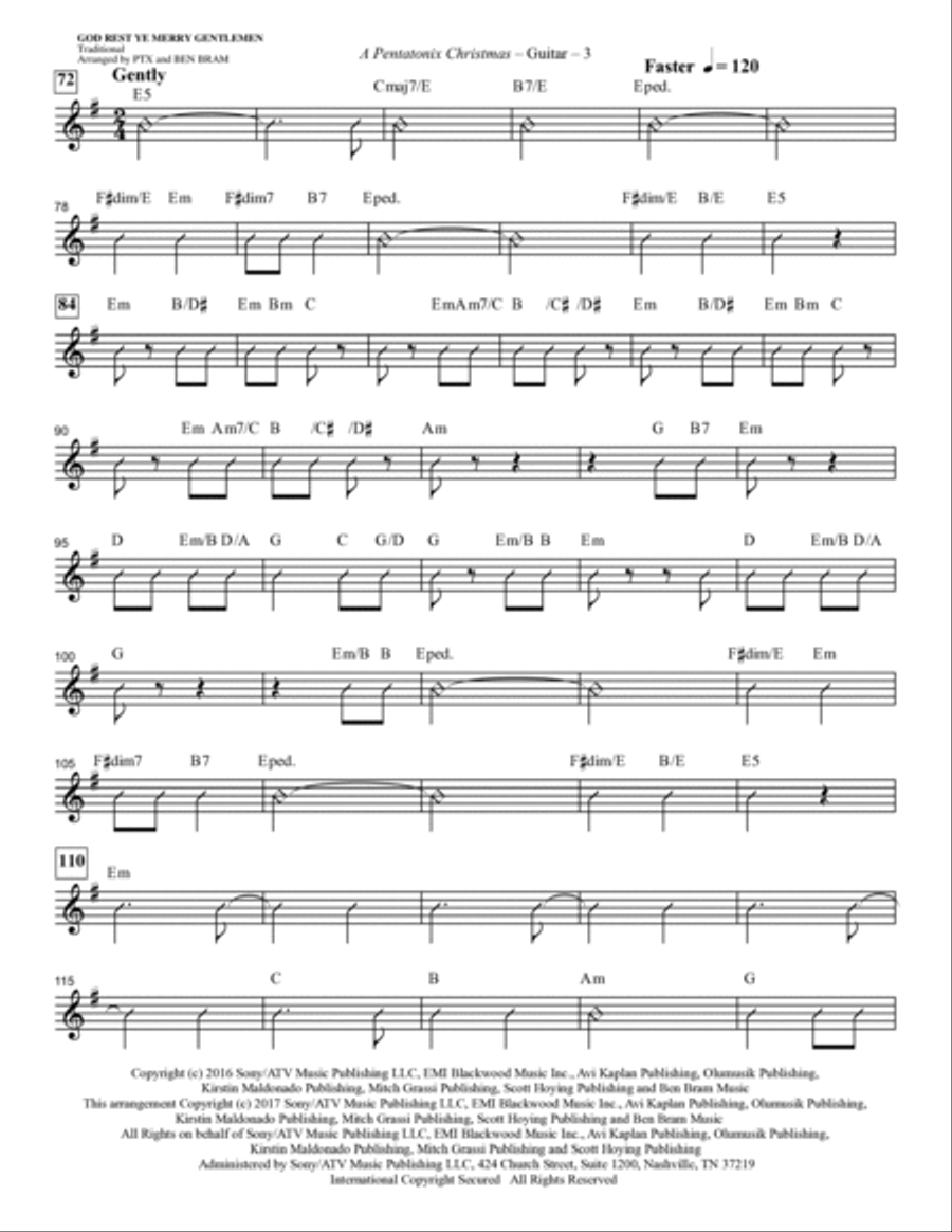 A Pentatonix Christmas (Medley) (arr. Mark Brymer) - Guitar Choir scores gallery preview page 3