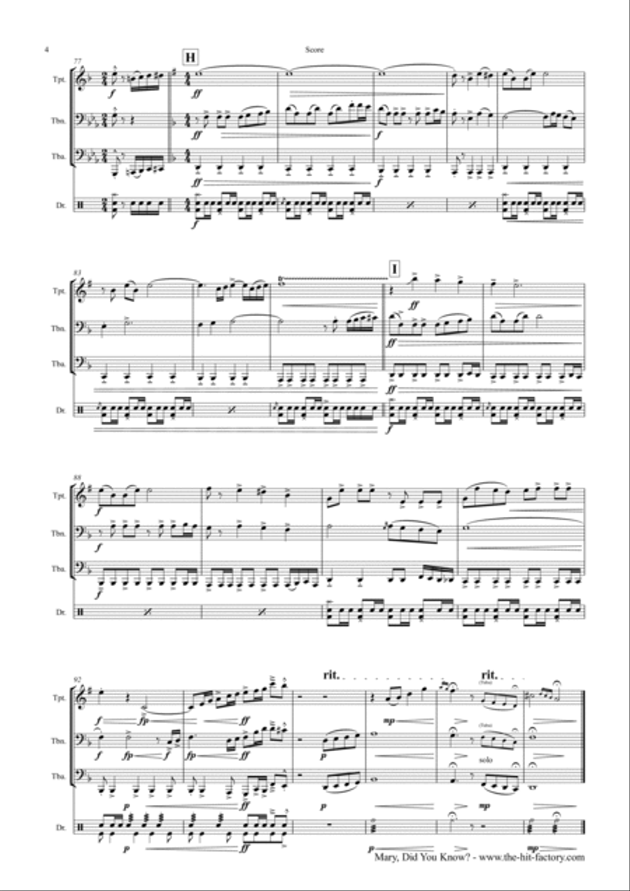 Mary, Did You Know? Horn scores gallery preview page 4