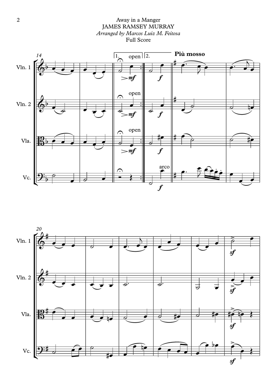 Away in a Manger - String Quartet String Quartet scores gallery preview page 4