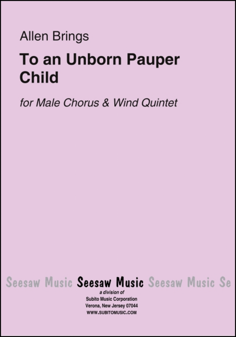 To an Unborn Pauper Child Men's Choir scores gallery preview page 1