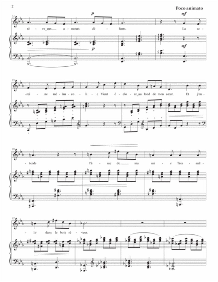 DEBUSSY: Nuit d'étoiles (transposed to E-flat major, D major, and D-flat major) Voice scores gallery preview page 3