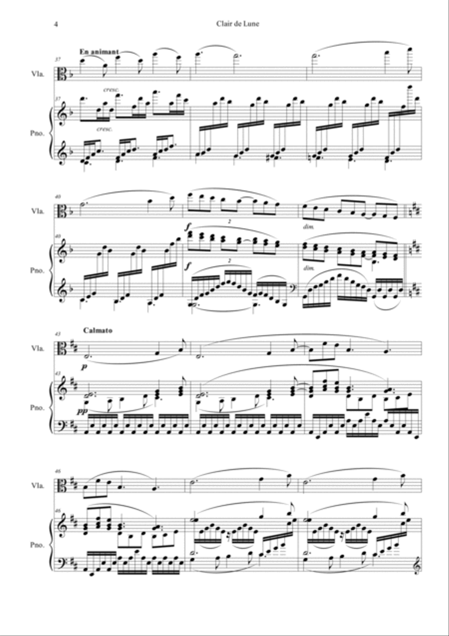 Clair de Lune in D Viola scores gallery preview page 4