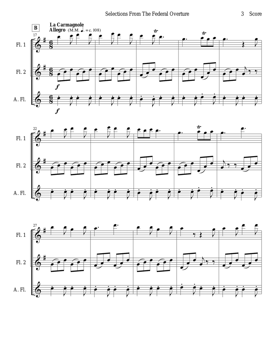 1794! Federal Overture for Flute Trio Flute Trio scores gallery preview page 3