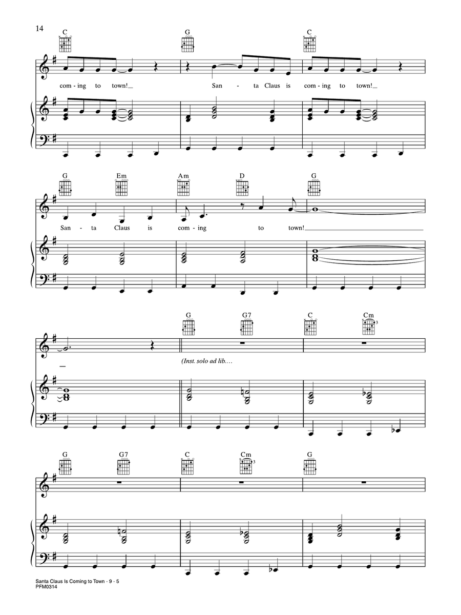 Santa Claus Is Comin' To Town (Vocal) Piano, Vocal, Guitar scores gallery preview page 5