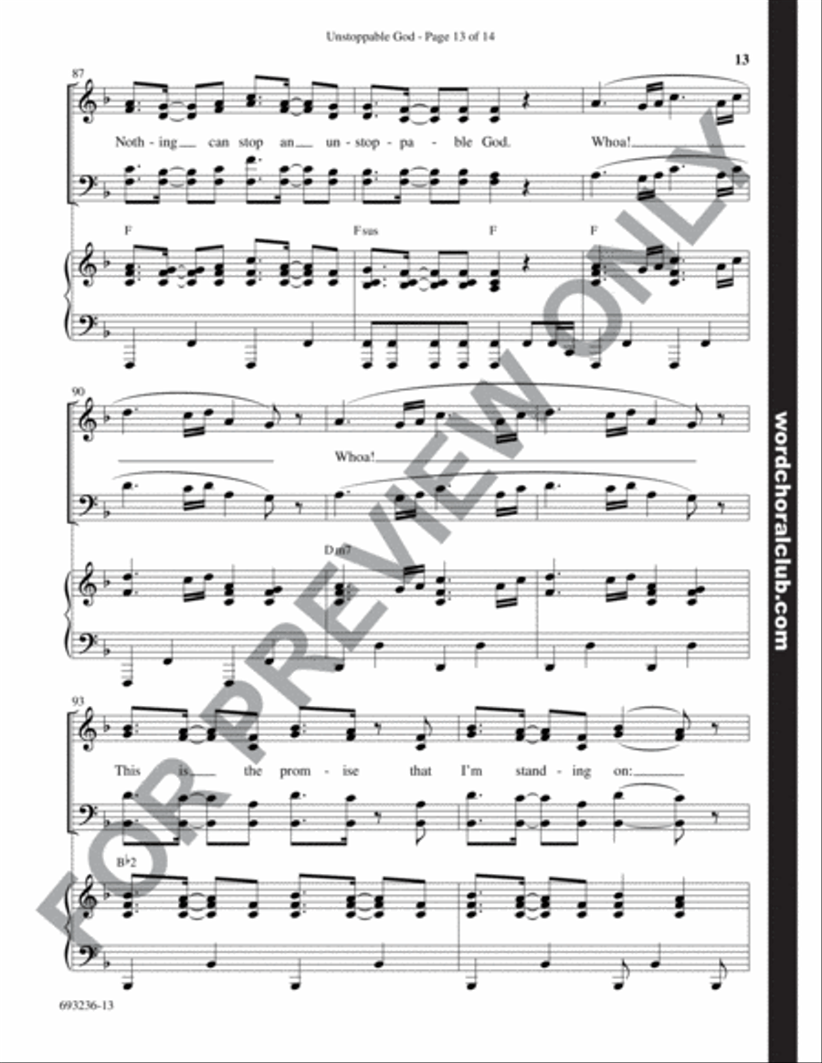 Unstoppable God - Anthem 4-Part scores gallery preview page 14