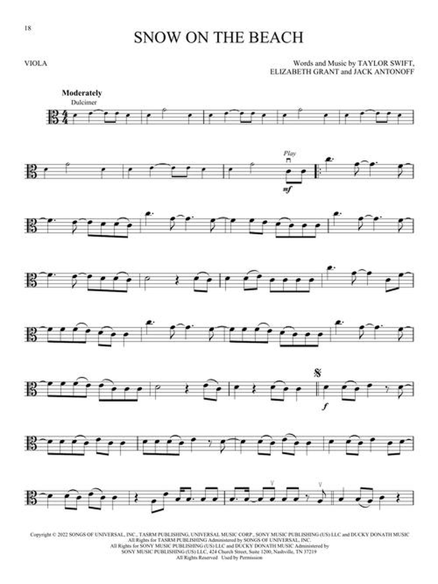 Taylor Swift – Selections from Midnights & The Tortured Poets Department Viola Solo scores gallery preview page 6