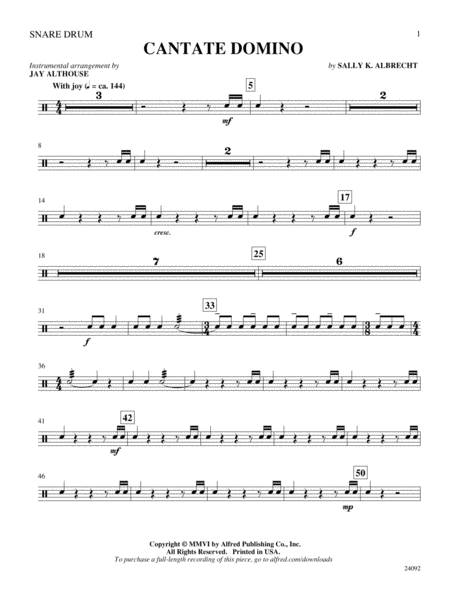 Cantate Domino: Snare Drum