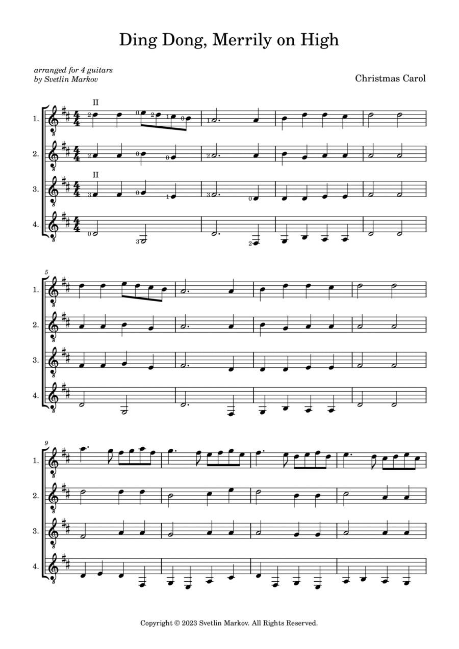 Ding Dong, Merrily on High Guitar scores gallery preview page 1