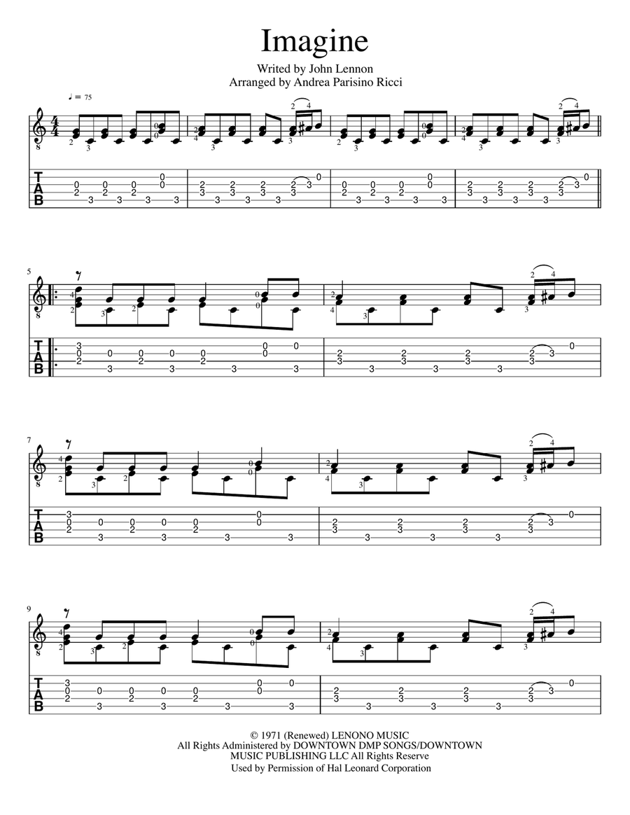 Imagine Imagine Guitar Tablature scores gallery preview page 2