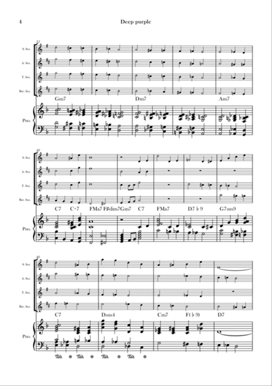 Deep Purple Saxophone Quartet scores gallery preview page 4
