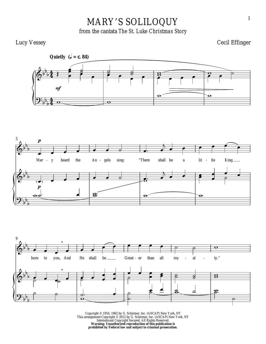 Mary's Soliloquy Mary's Soliloquy Piano, Vocal scores gallery preview page 1
