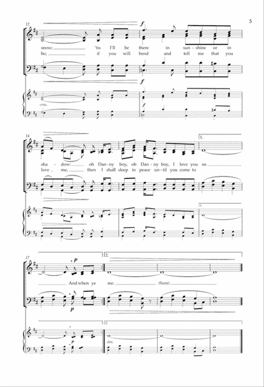 Danny Boy (Three Irish Ballads) 4-Part scores gallery preview page 5