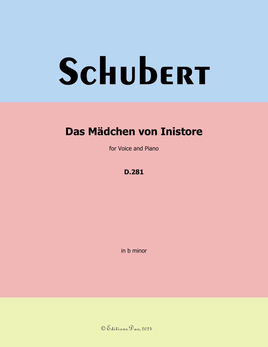 Das Madchen von Inistore, by Schubert, D.281, in b minor Voice scores gallery preview page 1