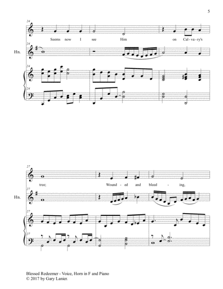 BLESSED REDEEMER(Voice, Horn in F & Piano with Score/Parts) image number null