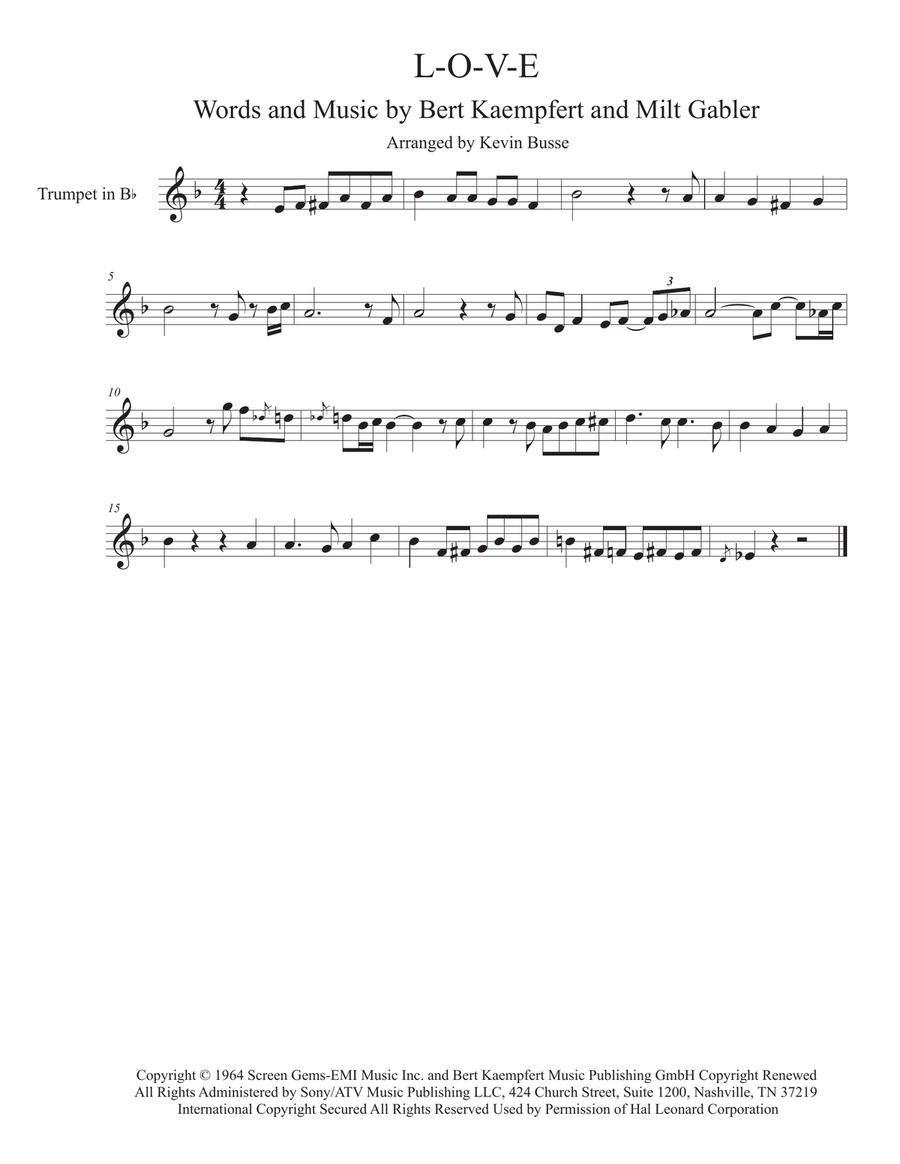 L-O-V-E Trumpet Solo scores gallery preview page 1