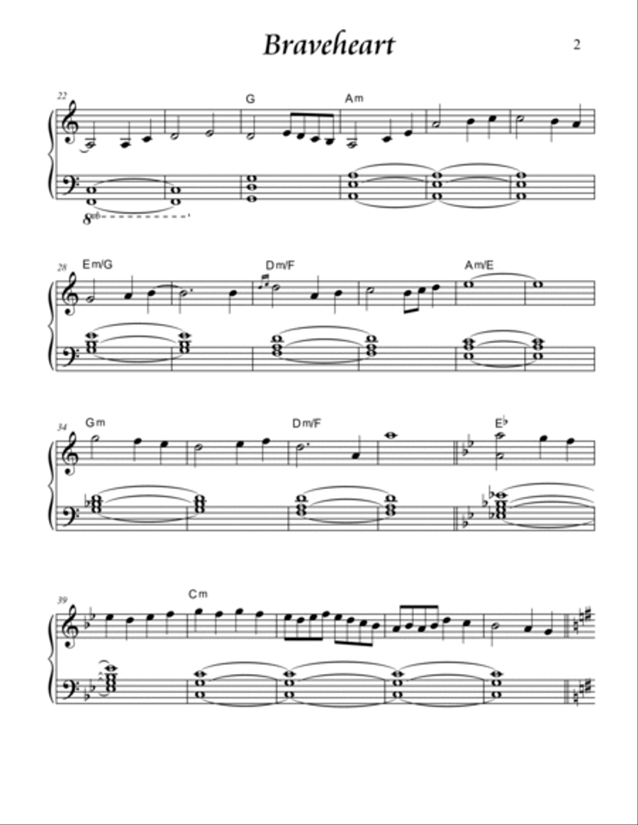 Braveheart - Main Title Piano Solo scores gallery preview page 2