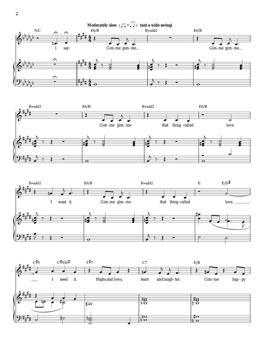 Gimme Gimme Piano, Vocal scores gallery preview page 2