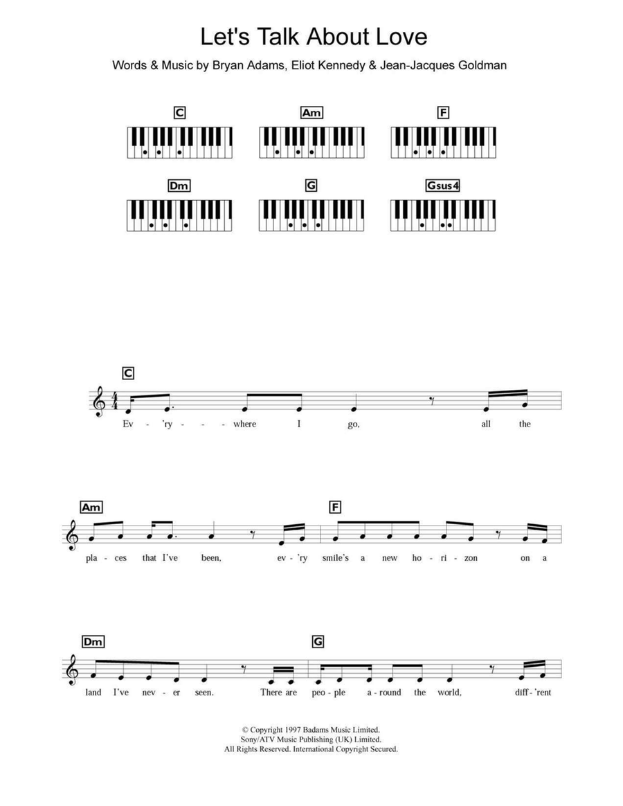 Let's Talk About Love Piano scores gallery preview page 1