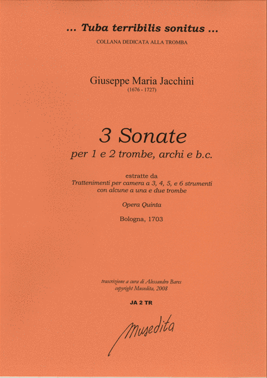 3 Sonate per 1 e 2 trombe, archi e b.c. (Bologna, 1703) Trumpet Duet scores gallery preview page 1