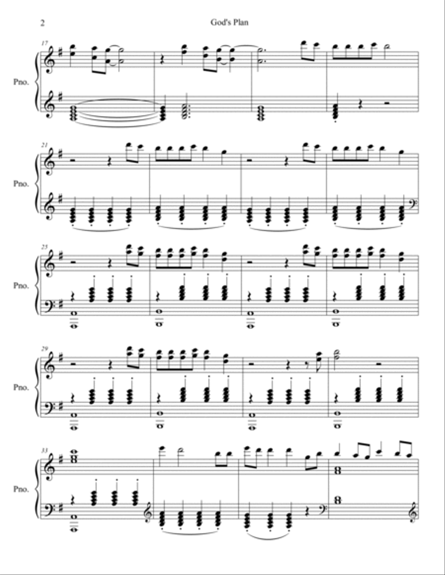 God's Plan Piano Solo scores gallery preview page 3