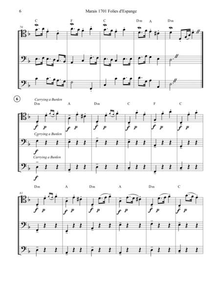 Marais 1701 Folies d'Espagne Bassoon Trio Score and Parts
