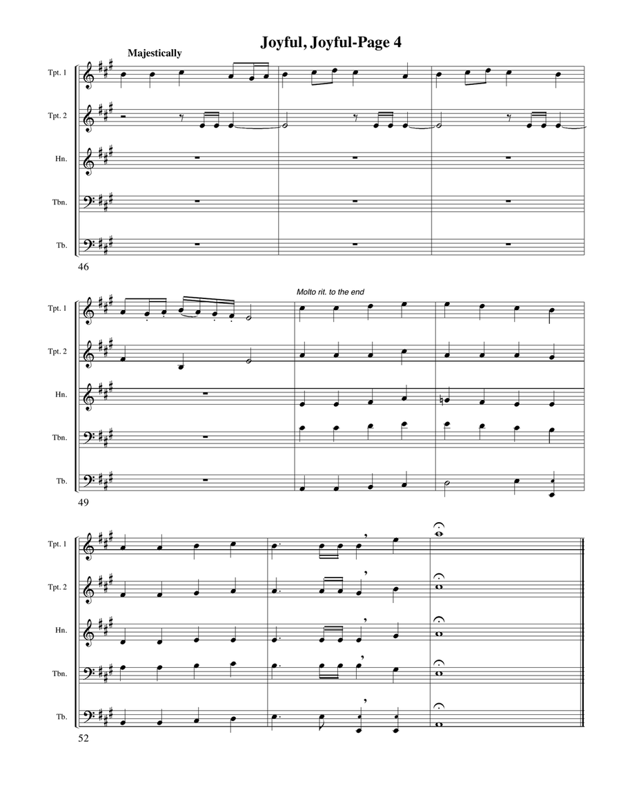 Joyful, Joyful We Adore Thee for Brass Quintet Brass Quintet scores gallery preview page 4