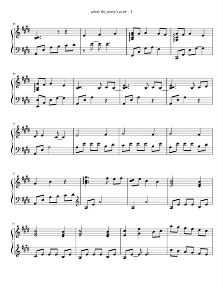 When The Party's Over Piano Solo scores gallery preview page 3