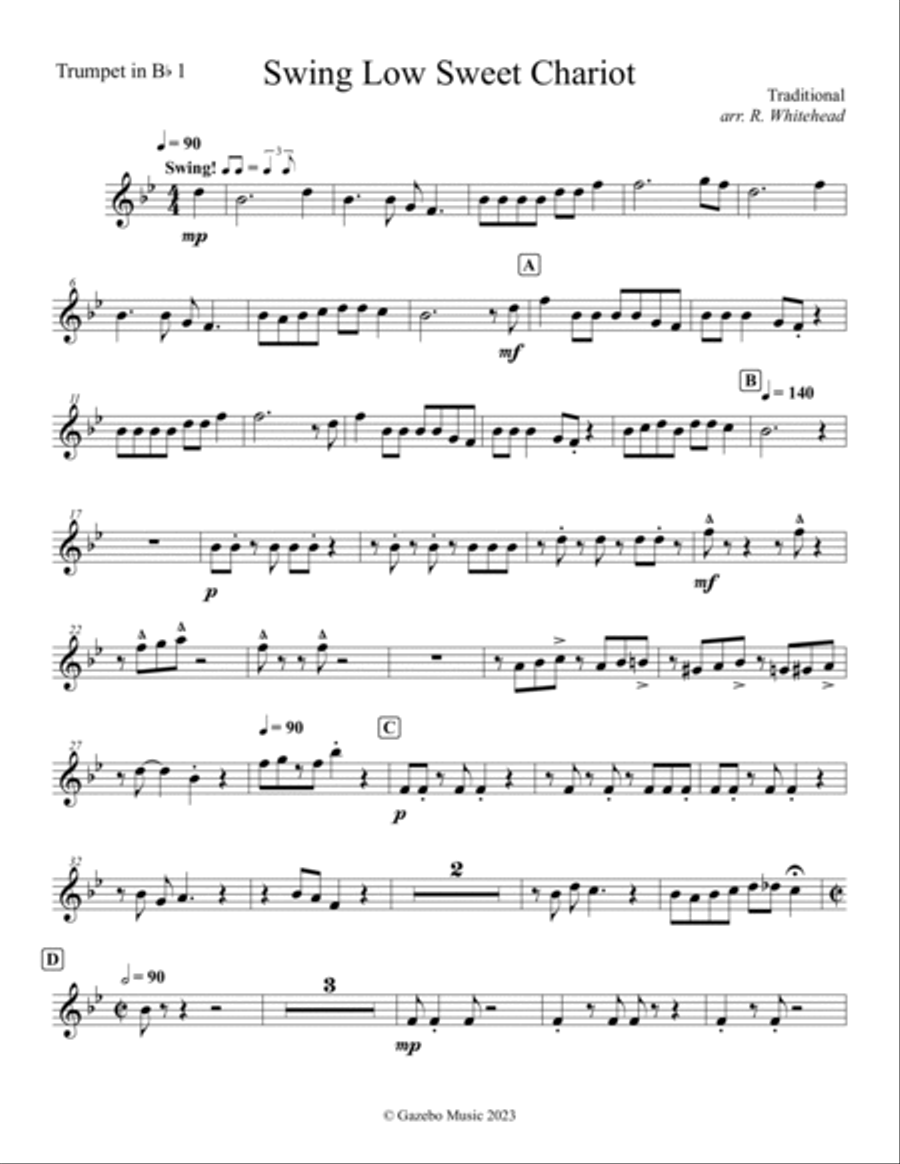 Swing Low Sweet Chariot Swing Low Sweet Chariot Brass Quintet scores gallery preview page 5