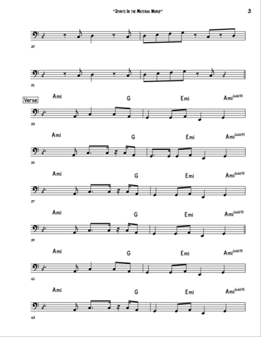 Spirits In The Material World Bass Guitar scores gallery preview page 3