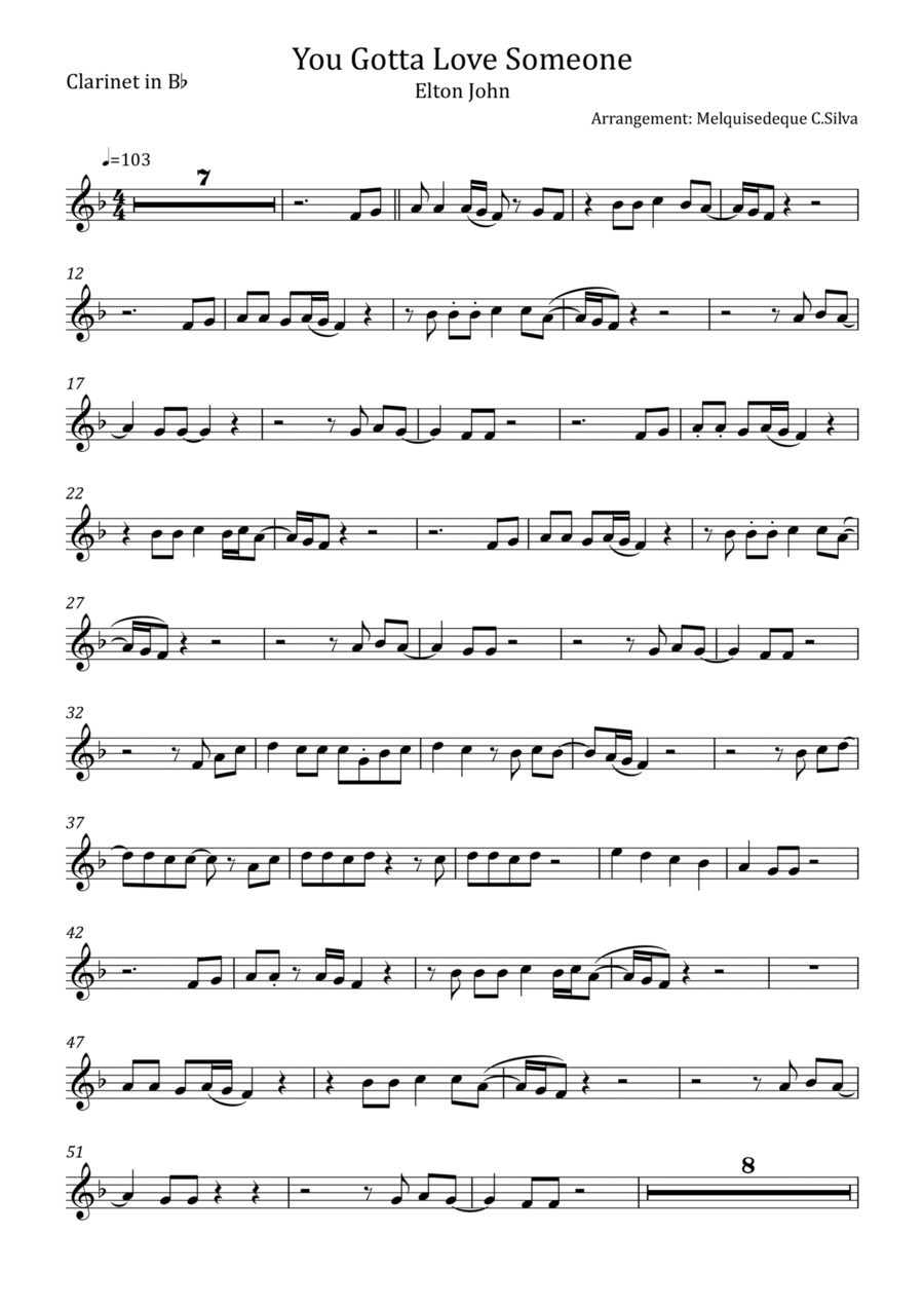 You Gotta Love Someone Clarinet Solo scores gallery preview page 1