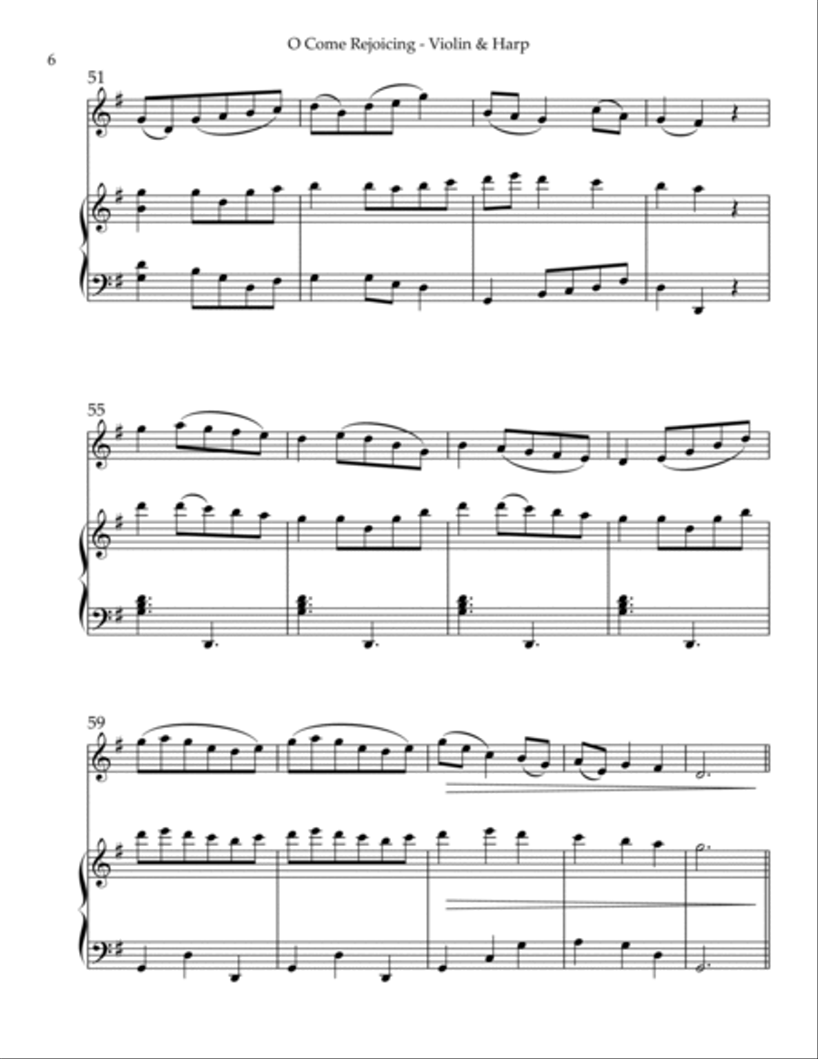 O Come Rejoicing, Duet for Violin & Harp String Duet scores gallery preview page 6