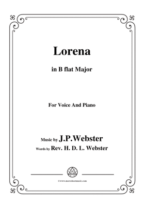 Book cover for J. P. Webster-Lorena,in B flat Major,for Voice and Piano