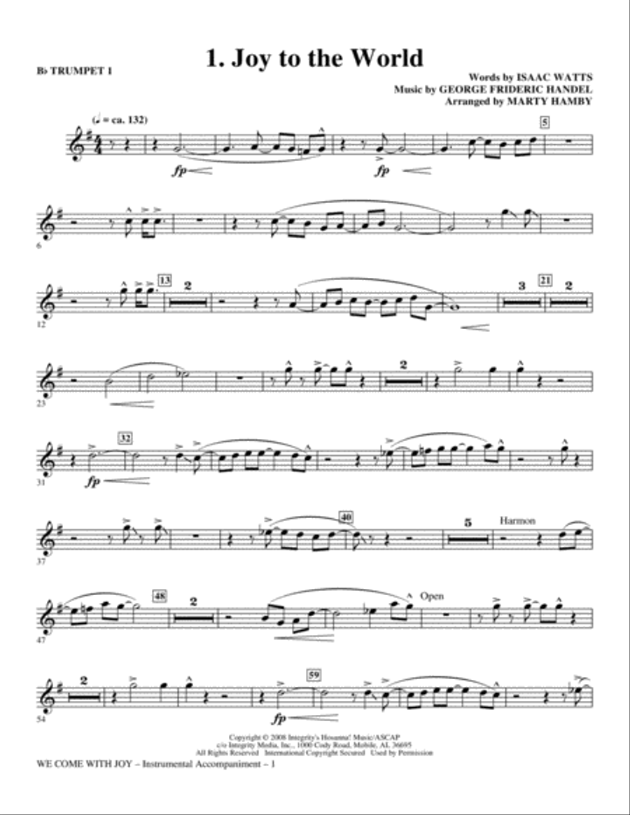 We Come With Joy Orchestration - Trumpet 1 Choir scores gallery preview page 1