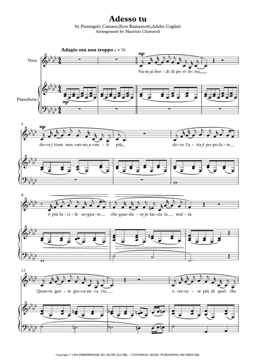Adesso Tu Piano, Vocal scores gallery preview page 1