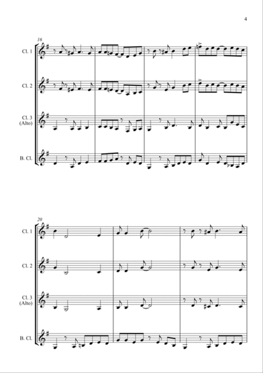 Down by the Riverside - for Clarinet Quartet Clarinet Quartet scores gallery preview page 5