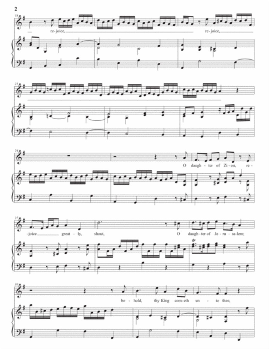 HANDEL: Rejoice greatly (transposed to G major) Voice scores gallery preview page 3