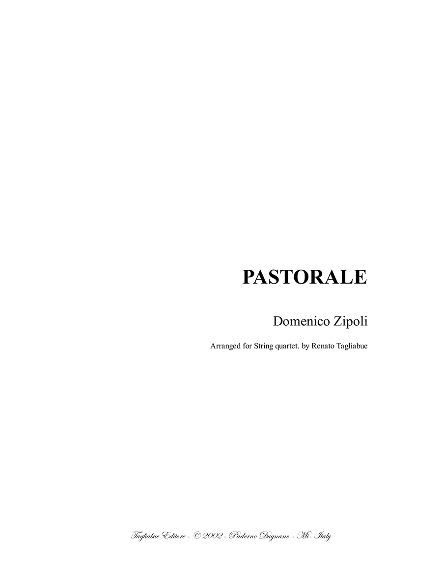 PASTORALE from "Sonate d'intavolatura per Organo e Cembalo. Arr. for String quartet. With Parts image number null