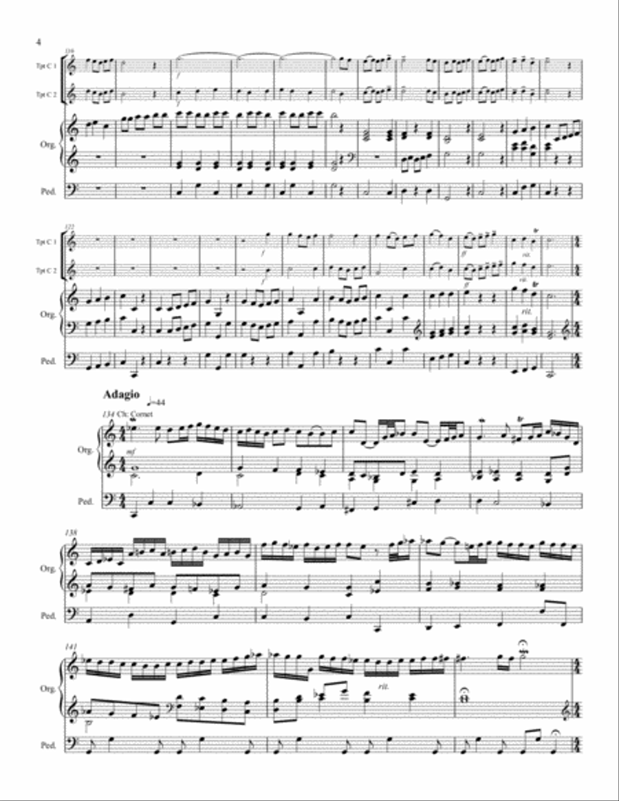 Albinoni Concerto in C Major Opus 7, Number 2 - Two Trumpets and Organ Trumpet Duet scores gallery preview page 5