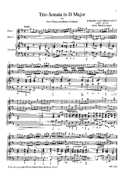 Trio Sonata in D major QV 2:15