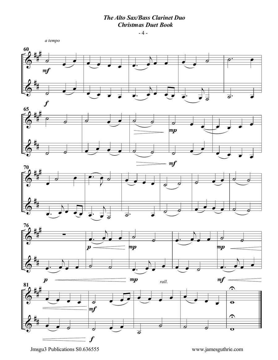 The Alto Sax & Bass Clarinet Christmas Duet Book Woodwind Duet scores gallery preview page 5