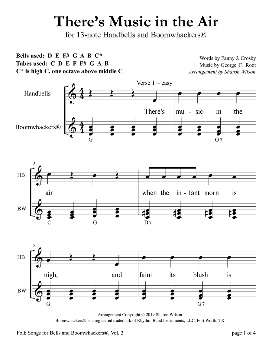 There's Music in the Air (for 13-note Bells and Boomwhackers with Black and White Notes) Handbell Choir scores gallery preview page 5
