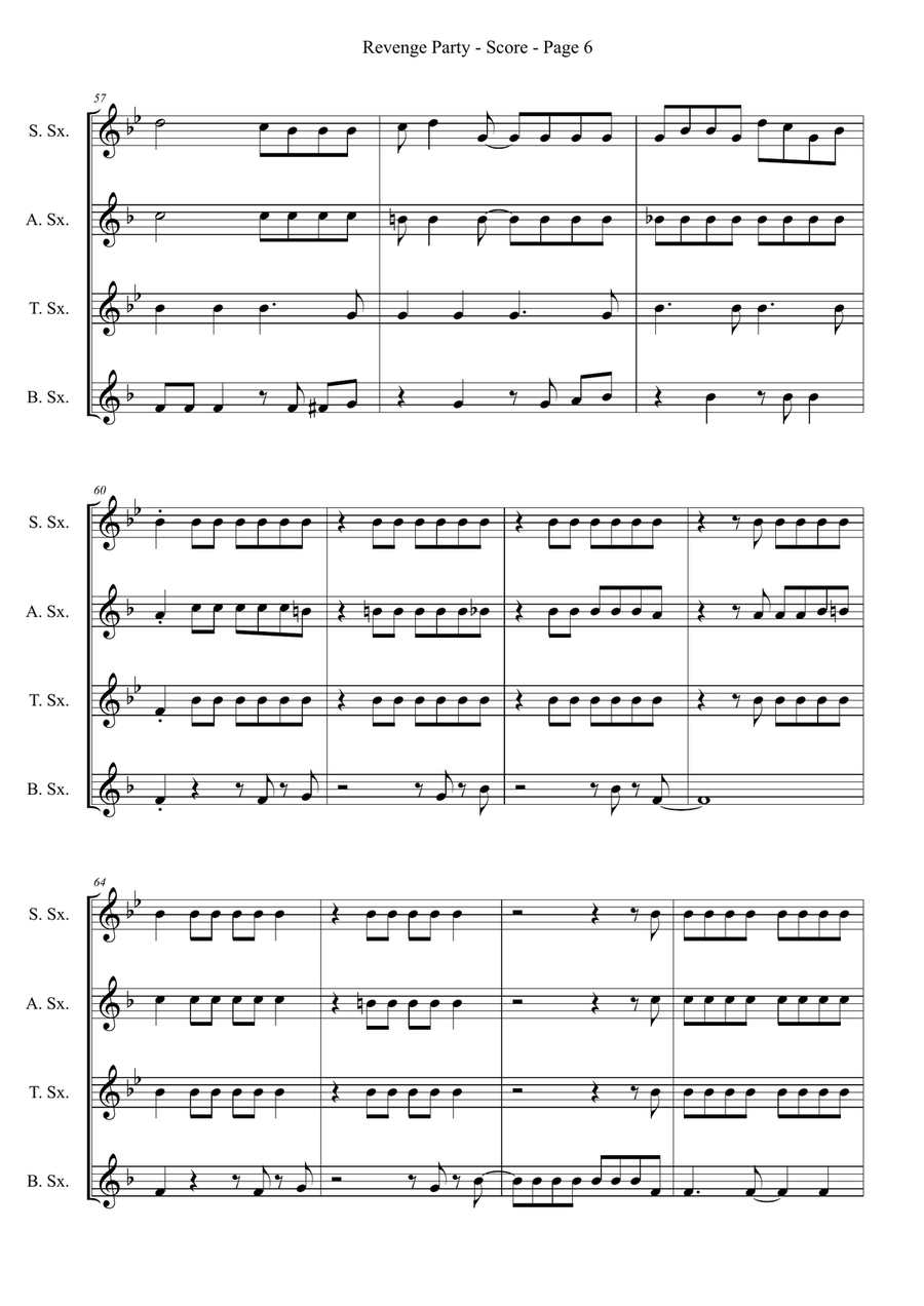Revenge Party Saxophone Quartet scores gallery preview page 6