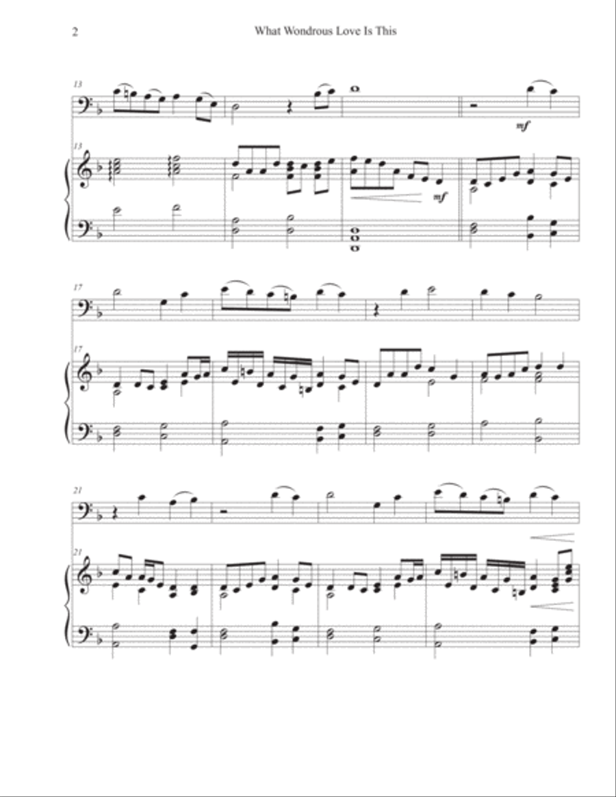 What Wondrous Love Is This (Cello-Piano) Piano scores gallery preview page 2