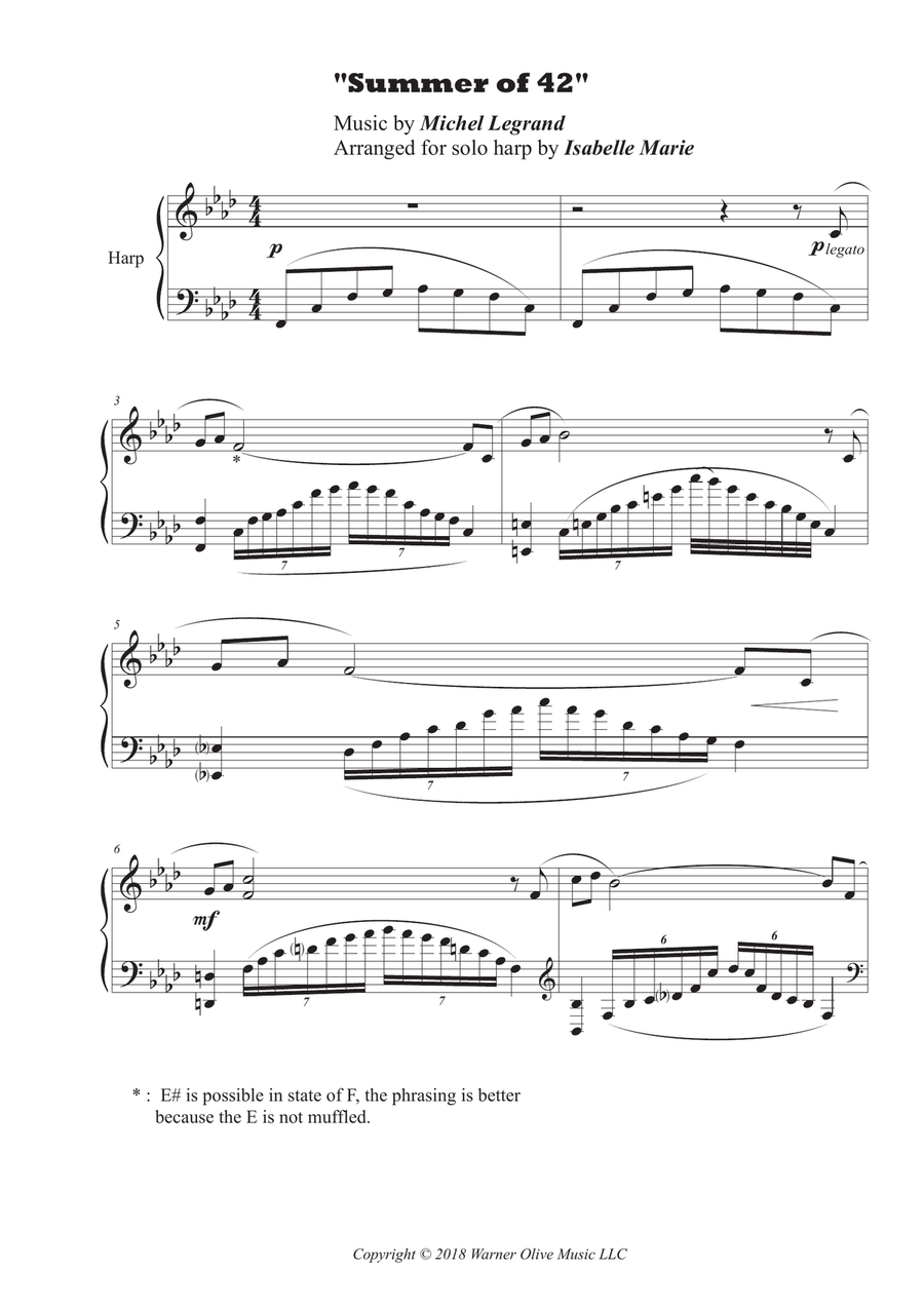 Summer Of 42 Harp scores gallery preview page 1