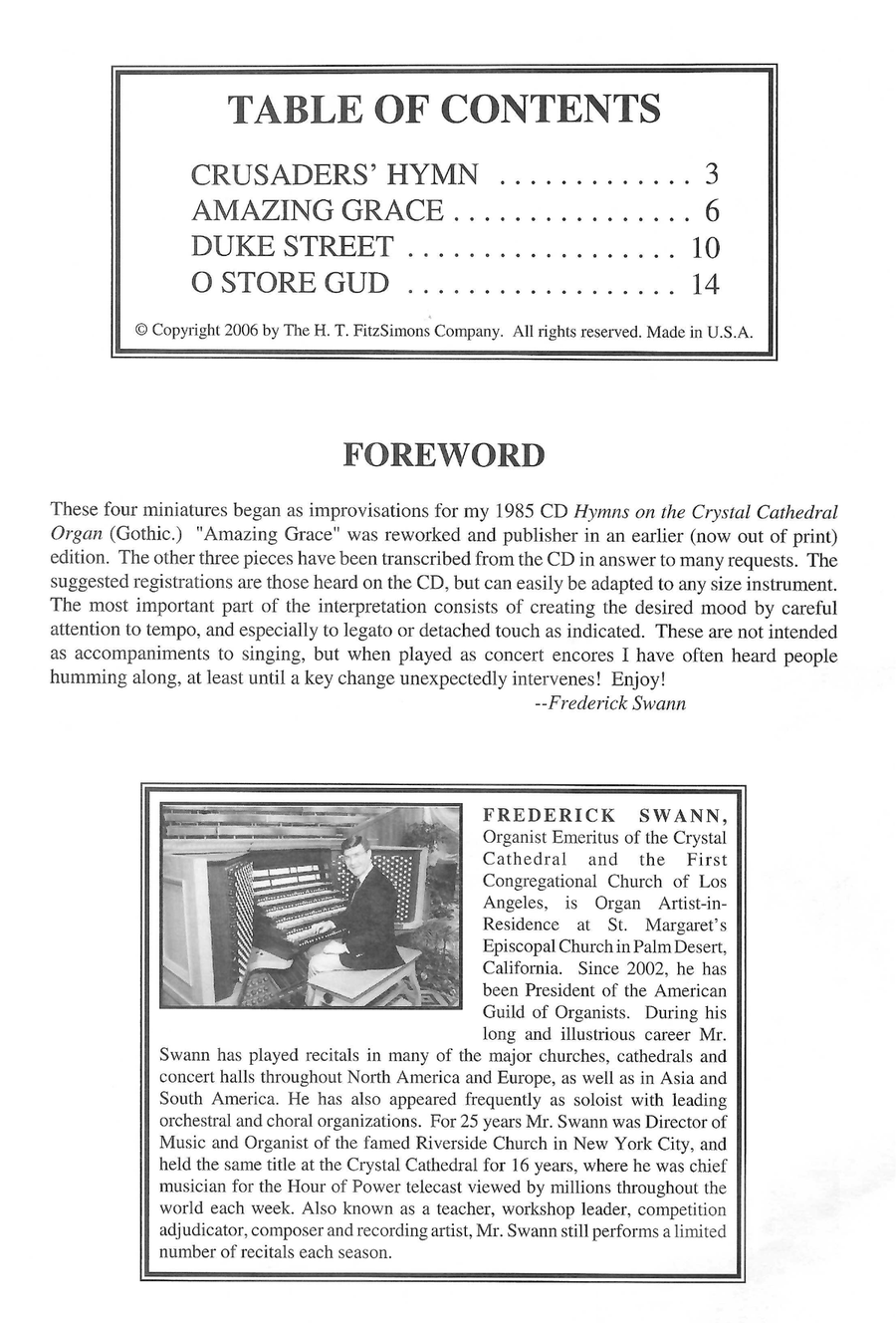 Four Hymn Improvisations For Organ Piano scores gallery preview page 1